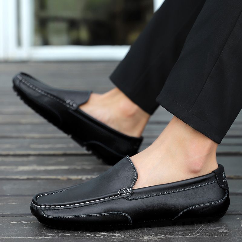 (Black)Leather Men Shoes Luxury Trendy 2020 Casual Slip On Formal Loafers Men Moccasins Italian Bla