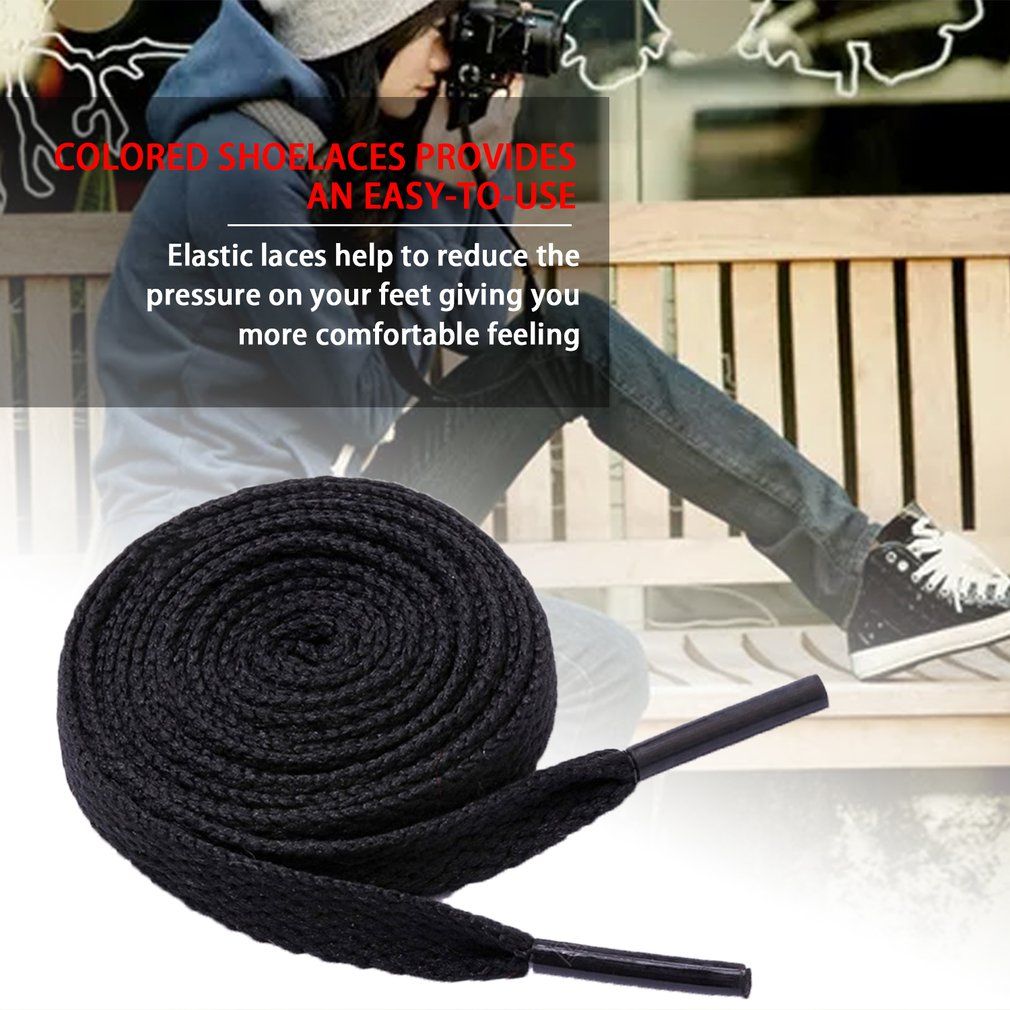 1pcs Flat Polyester Shoelace Coloured Bootlace Sports Shoe Sneakers Shoe Lace
