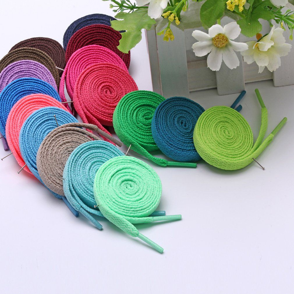 1pcs Flat Polyester Shoelace Coloured Bootlace Sports Shoe Sneakers Shoe Lace