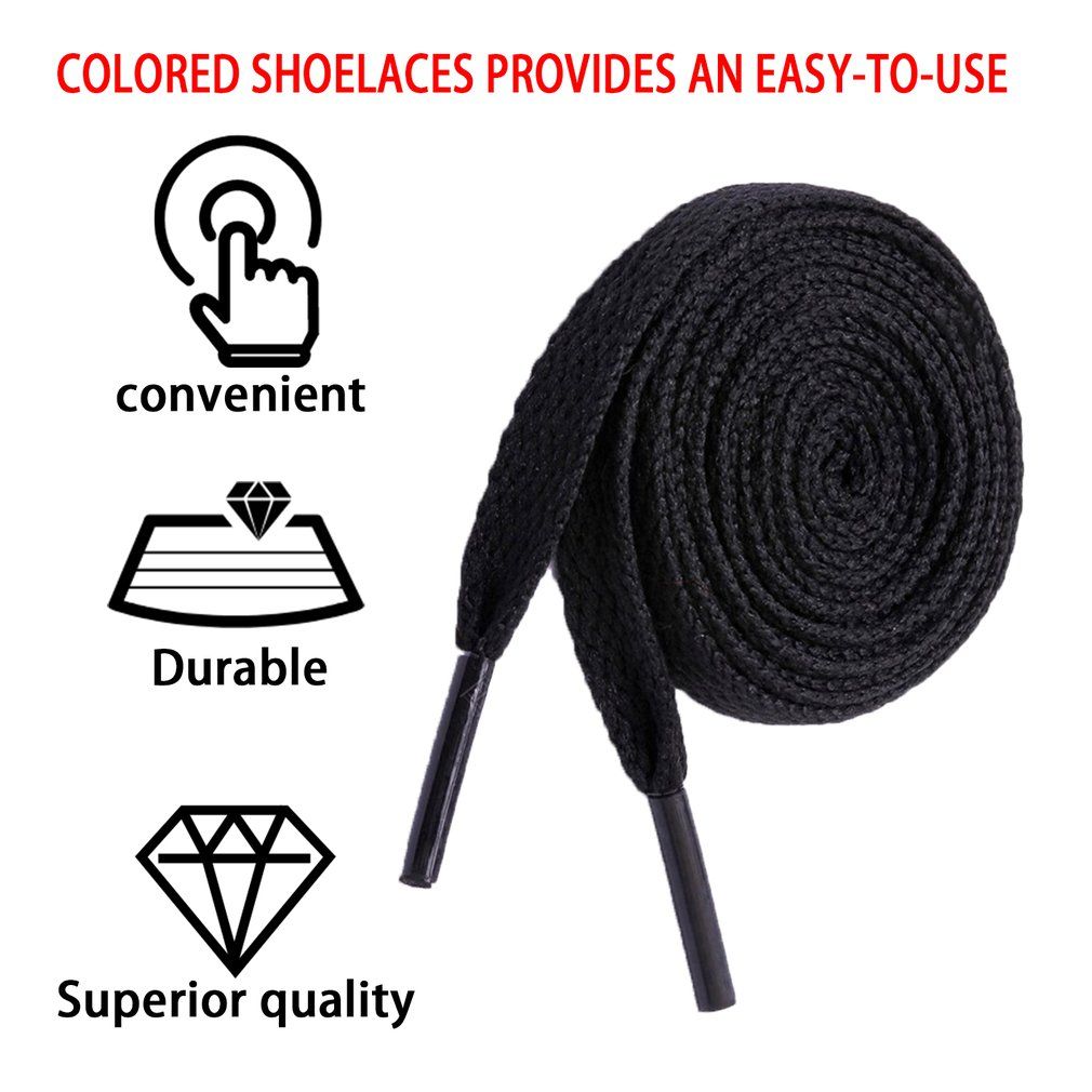 1pcs Flat Polyester Shoelace Coloured Bootlace Sports Shoe Sneakers Shoe Lace