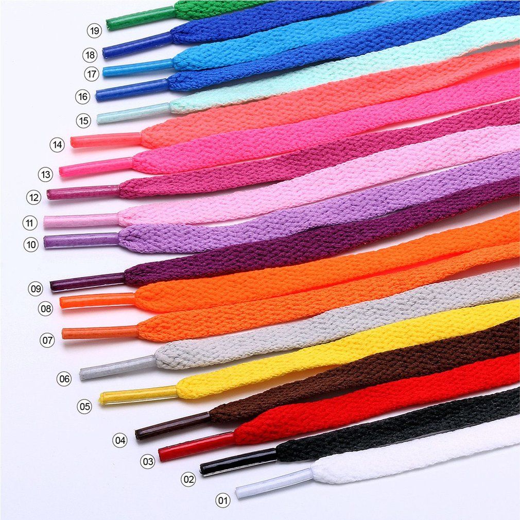 1pcs Flat Polyester Shoelace Coloured Bootlace Sports Shoe Sneakers Shoe Lace