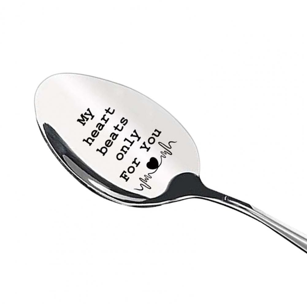 Utility Table Spoon Glossy Easy Clean Romantic Lettering
