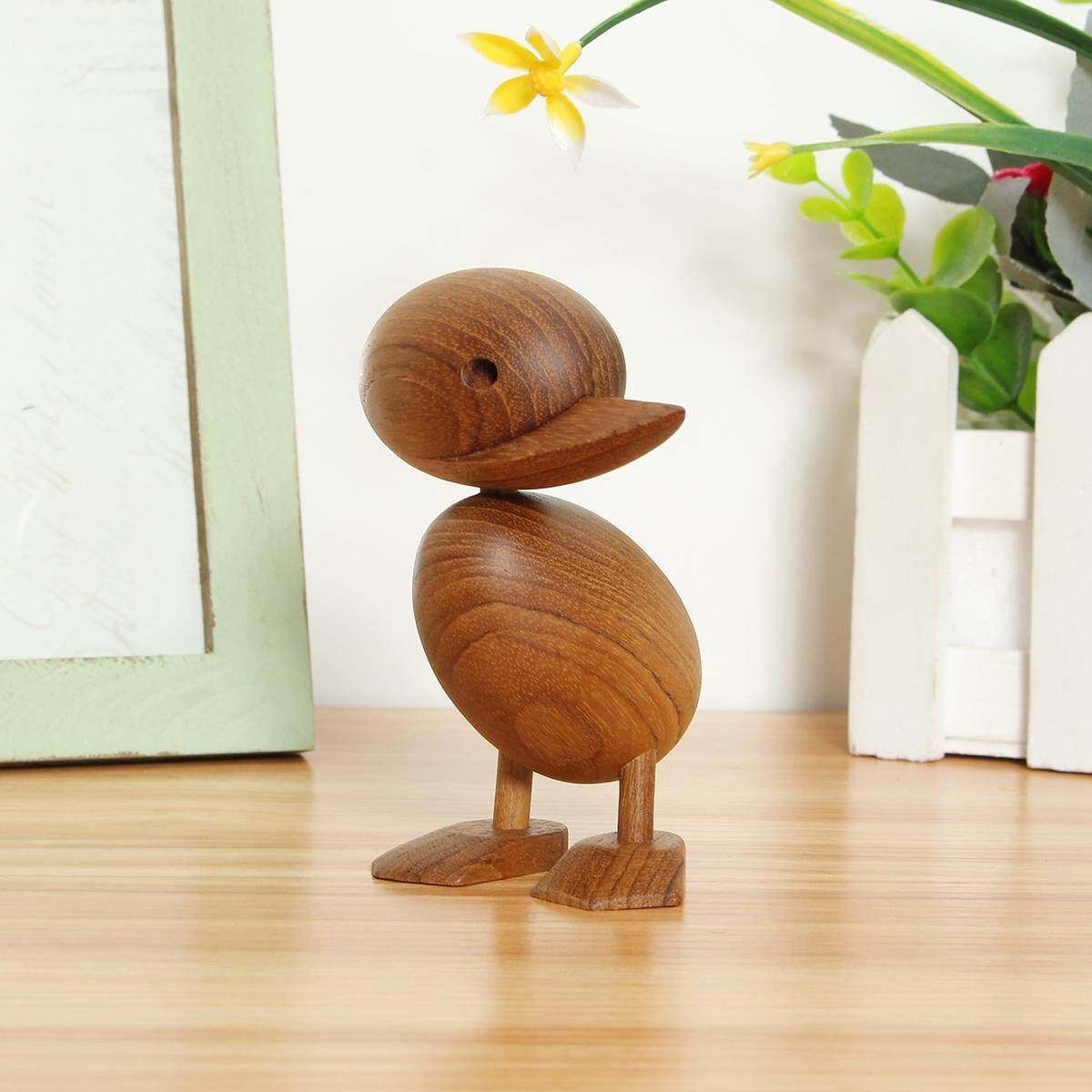 Handicraft Retro Wooden Teak Duck Puppet Home Decor Gift Kid Children Toy 7X11CM