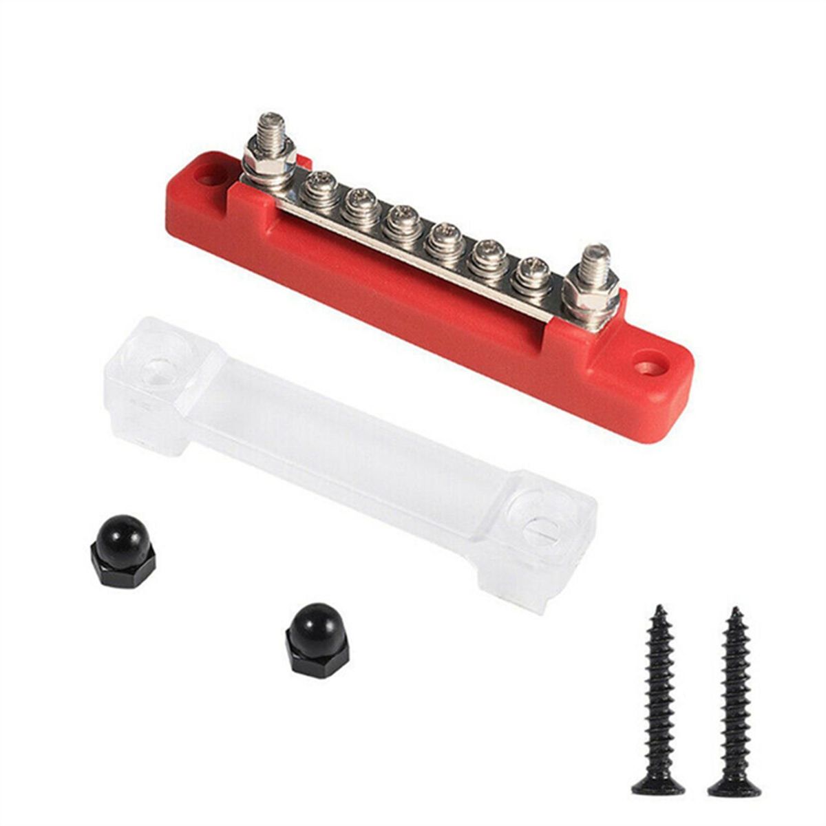 150A High Current Single Row Busbar with Transparent Cover 6-Way Busbar Suitable for Car, Yacht, RV, Caravan, Pickup