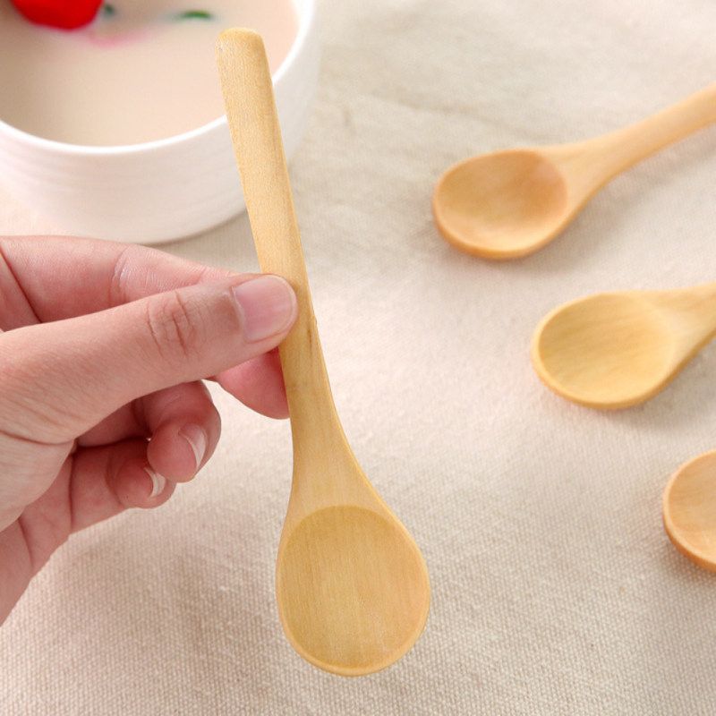 9Pcs Small Wooden Spoons Dessert Coffee Ice Cream Honey-