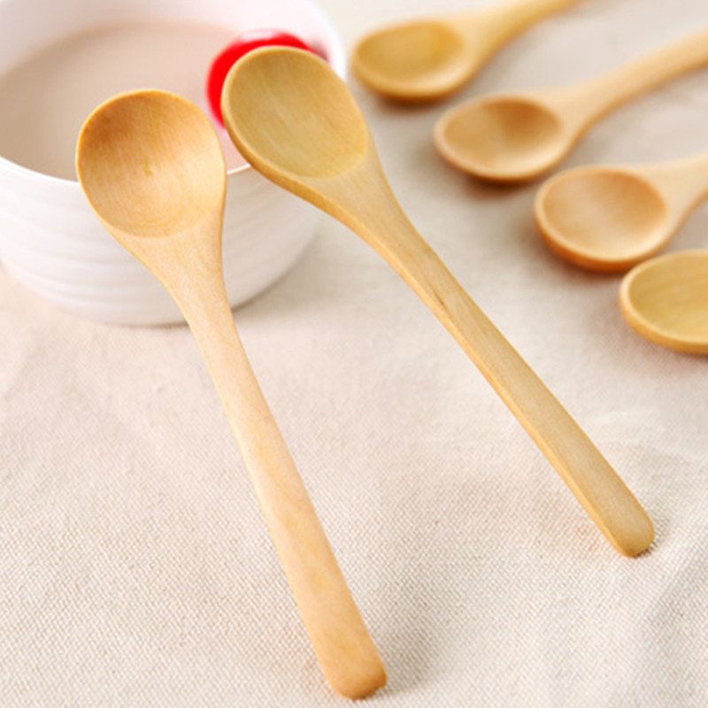 9Pcs Small Wooden Spoons Dessert Coffee Ice Cream Honey-