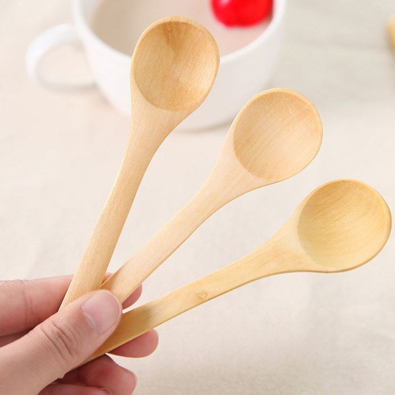 9Pcs Small Wooden Spoons Dessert Coffee Ice Cream Honey-