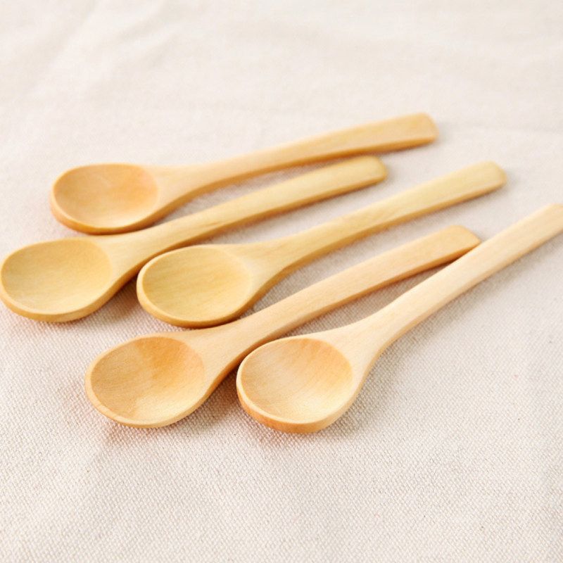 9Pcs Small Wooden Spoons Dessert Coffee Ice Cream Honey-