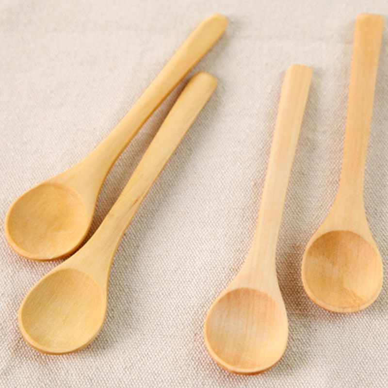 9Pcs Small Wooden Spoons Dessert Coffee Ice Cream Honey-