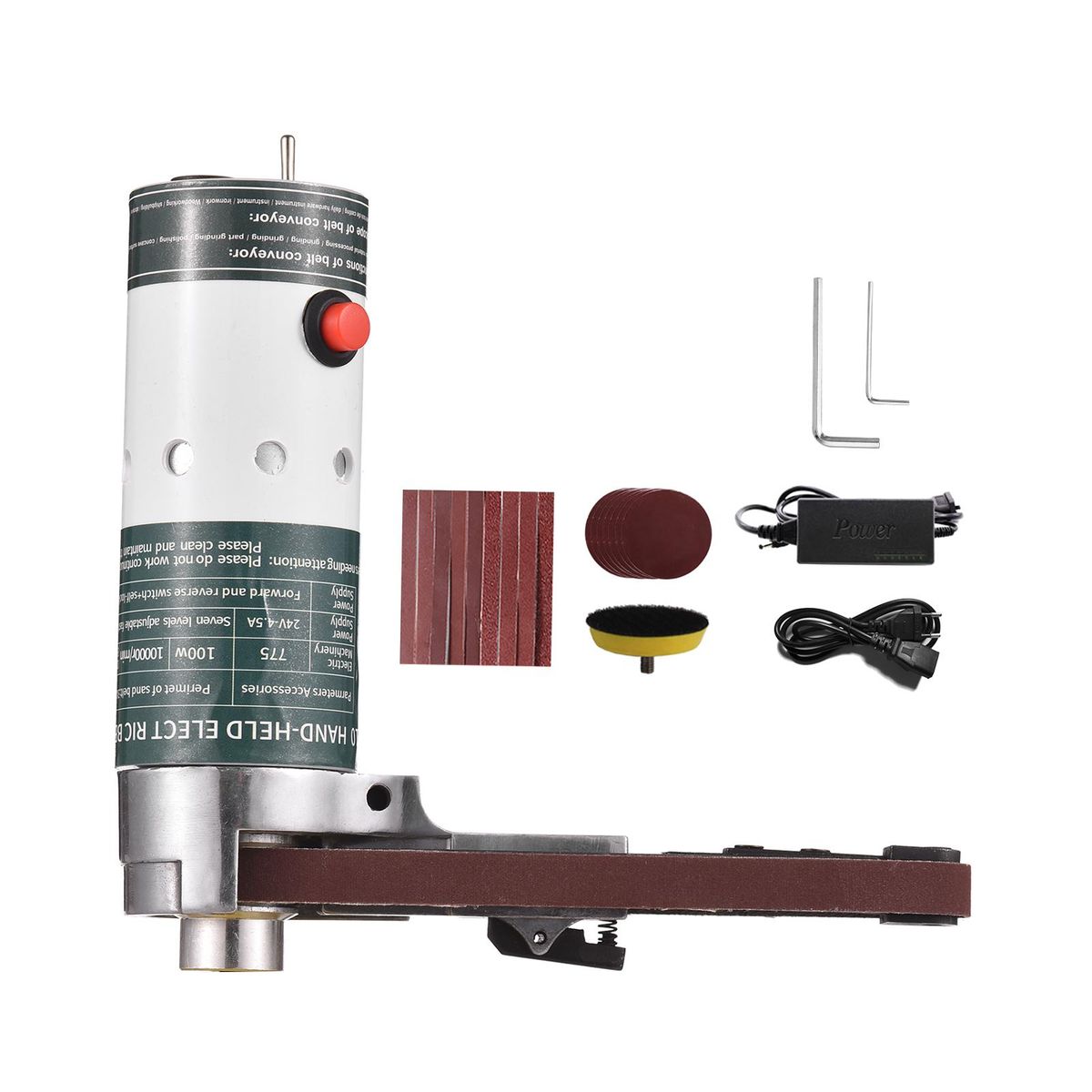 Electric Belt Sander Mini Belt Sander Electric Grinder Small Grinding Machine Hand-held Electric Belt Sander with Sanding Belts