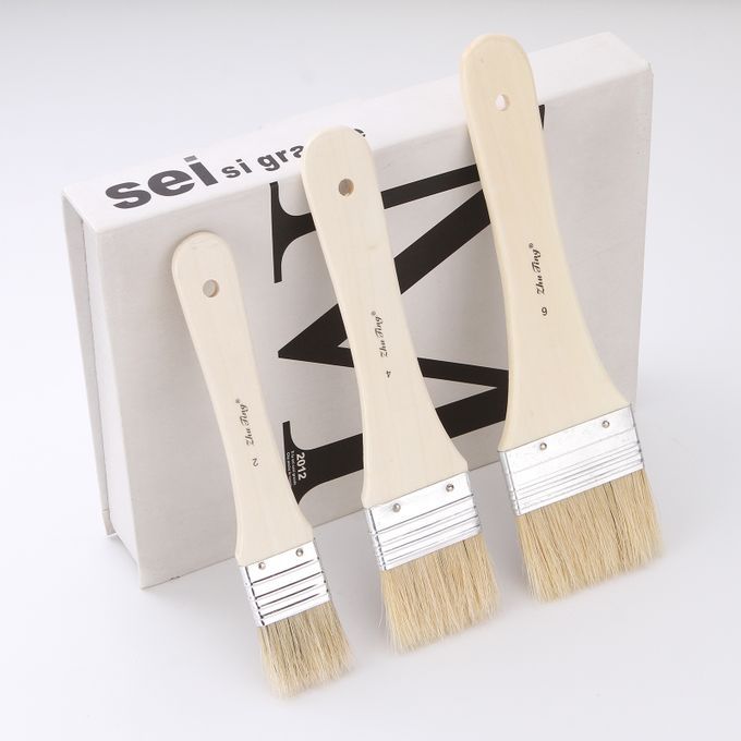 3pcs Professional Flat Paintbrush Set Bristle Paint Brush