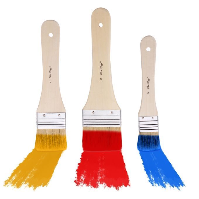 3pcs Professional Flat Paintbrush Set Bristle Paint Brush