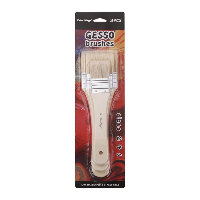 3pcs Professional Flat Paintbrush Set Bristle Paint Brush