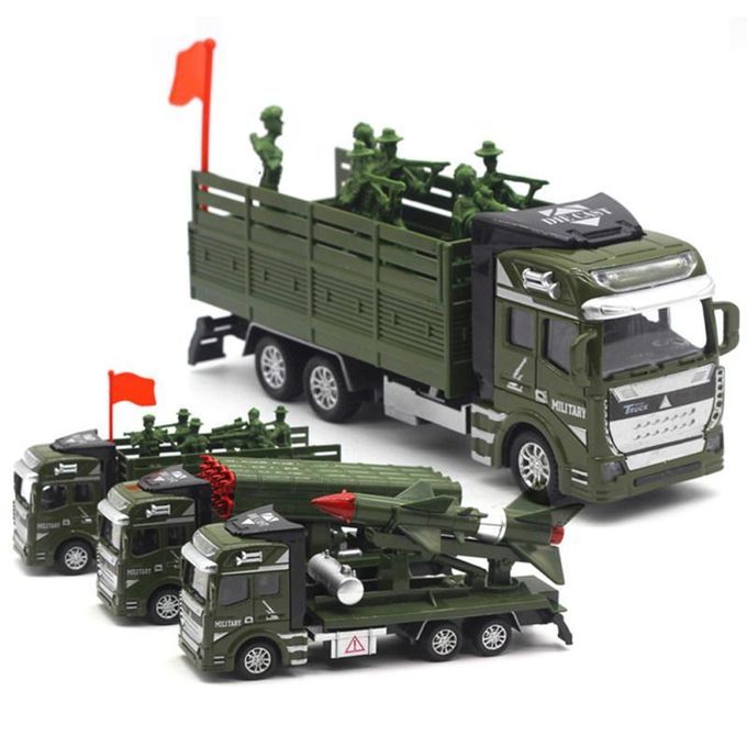 Simulation Pull Back Military Truck ABS Toy Car Model Kids-