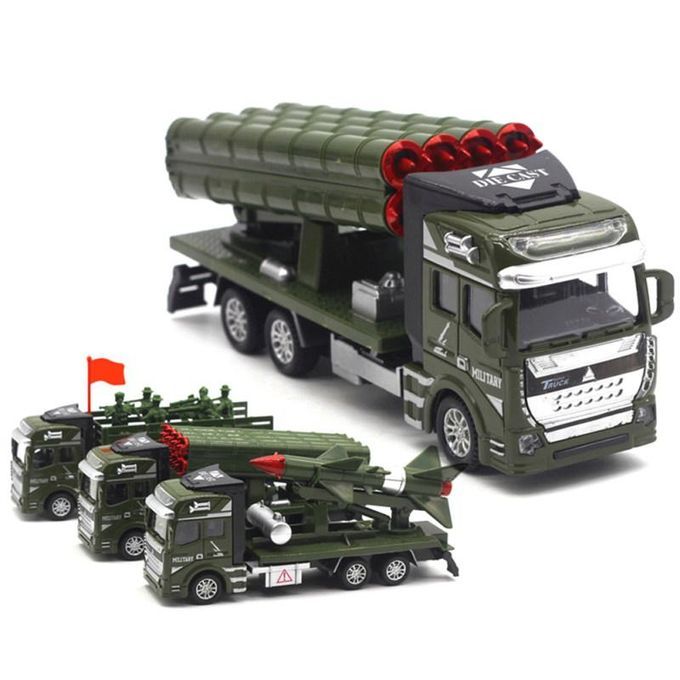 Simulation Pull Back Military Truck ABS Toy Car Model Kids-