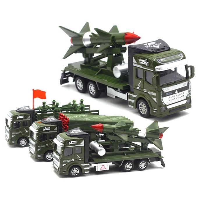 Simulation Pull Back Military Truck ABS Toy Car Model Kids-