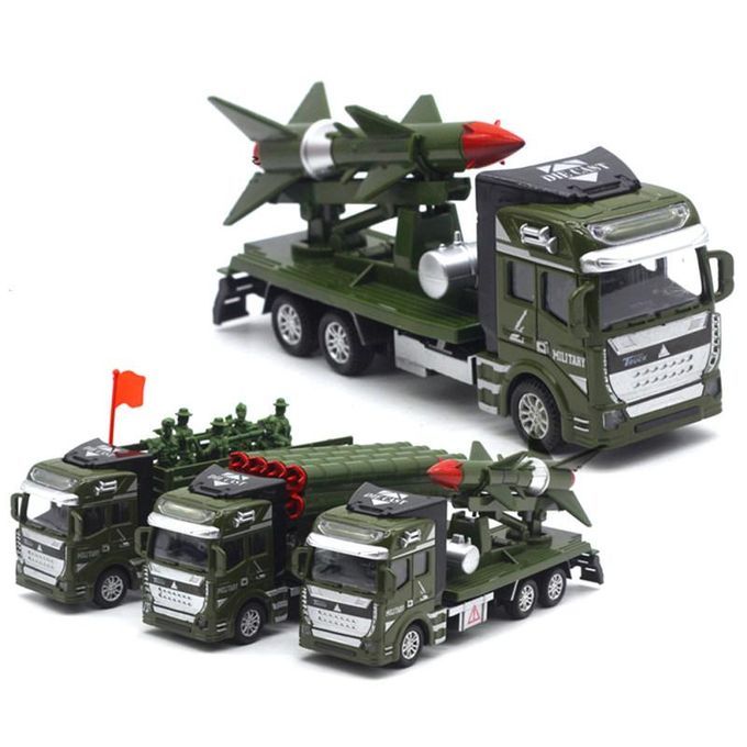 Simulation Pull Back Military Truck ABS Toy Car Model Kids-