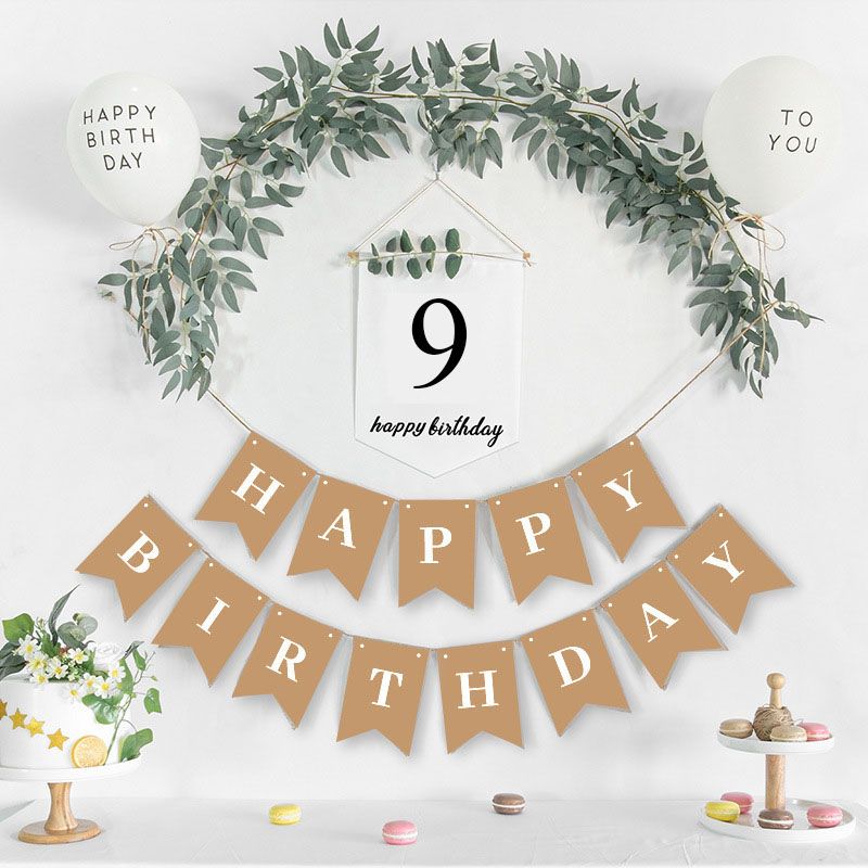 1 Set Happy Birthday Banner Garland 1-9th  Birthday Bunting-9 Birthday Set