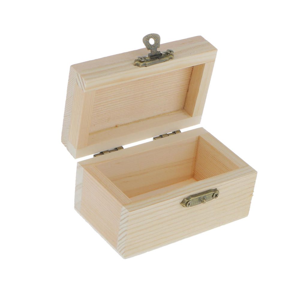 Unfinished Unpainted Plain Wooden Box With Lid For