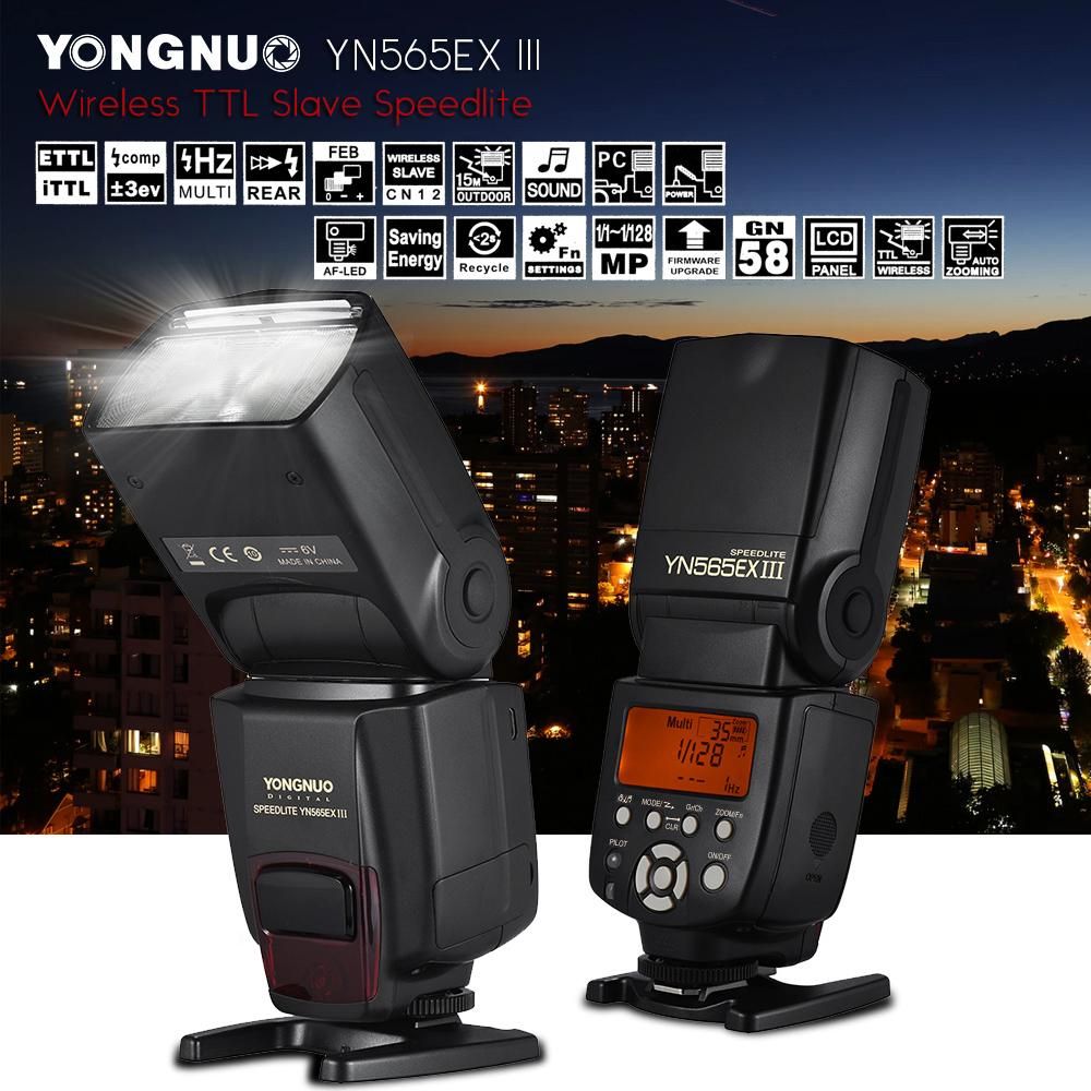YONGNUO YN565EX III/N Wireless TTL Slave Flash Speedlite GN58 High Speed Recycling System Supports USB Firmware Upgrade for Nikon DSLR Camera