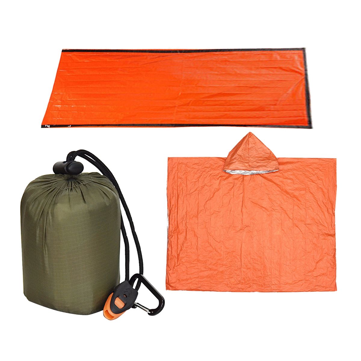 1 Set Raincoat   Unisex Camping Sleeping Bag Army Green