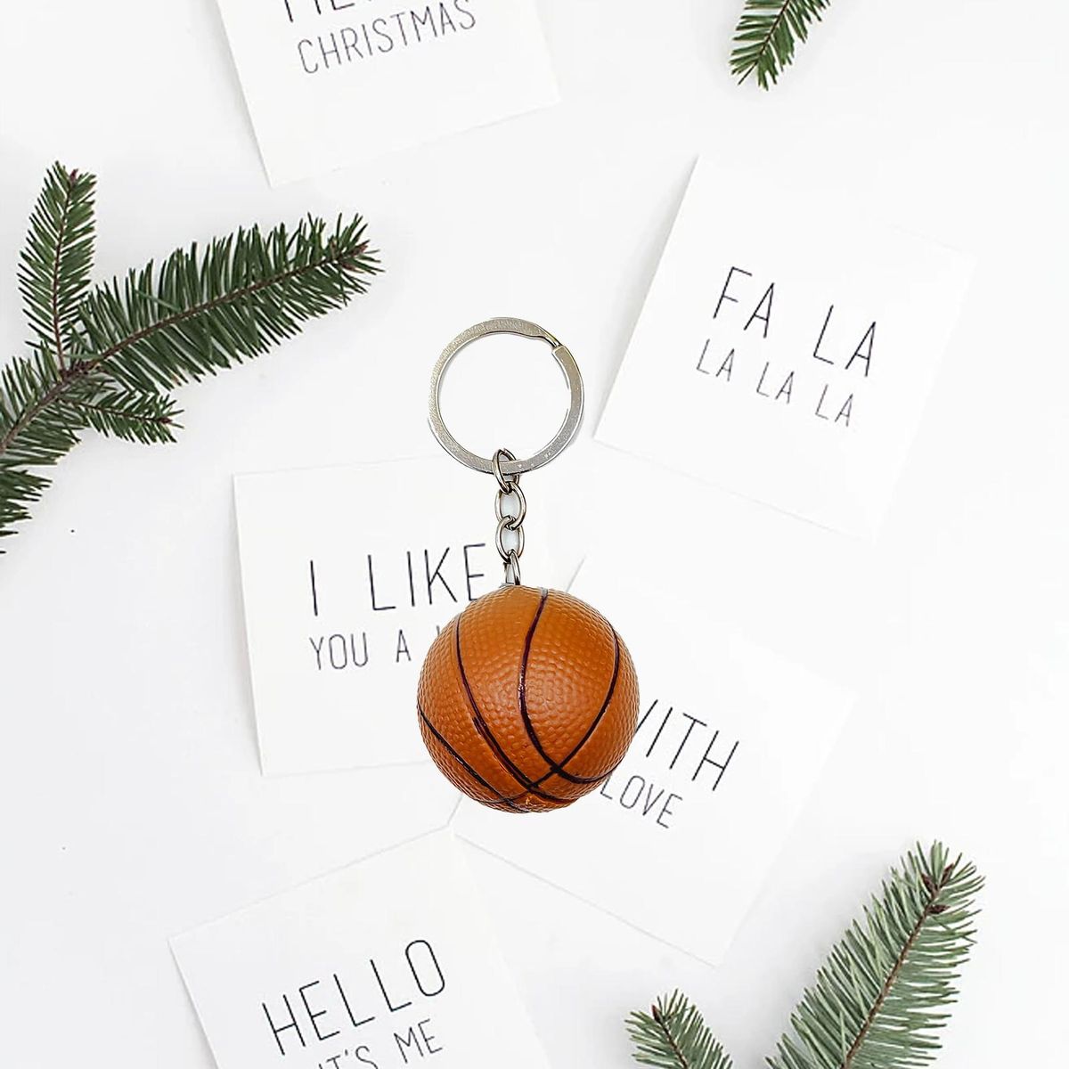 Key Holder Basketball Goodie Bag Keychain Brown