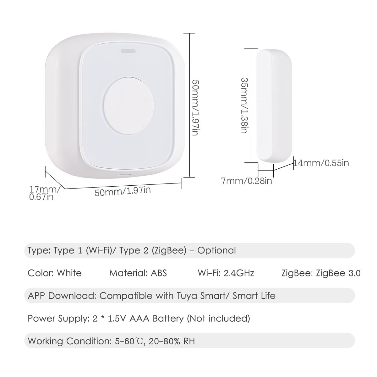 ZigBee Smart Door Window Sensor Alarm Magnetic Home Security
