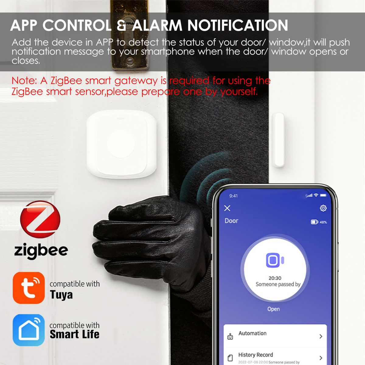 ZigBee Smart Door Window Sensor Alarm Magnetic Home Security