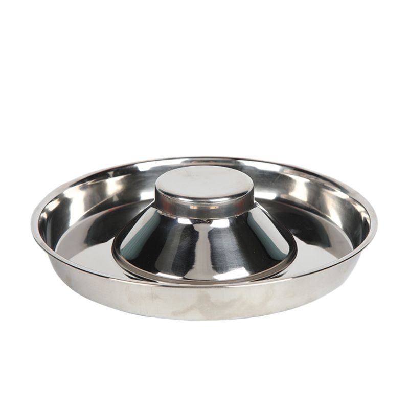 Pet Stainless Steel Round Dog Bowl Puppy Litter Food Feeding Dish Weaning Silver Stainless Feeder Water Bowl Pets Feeder Bowl