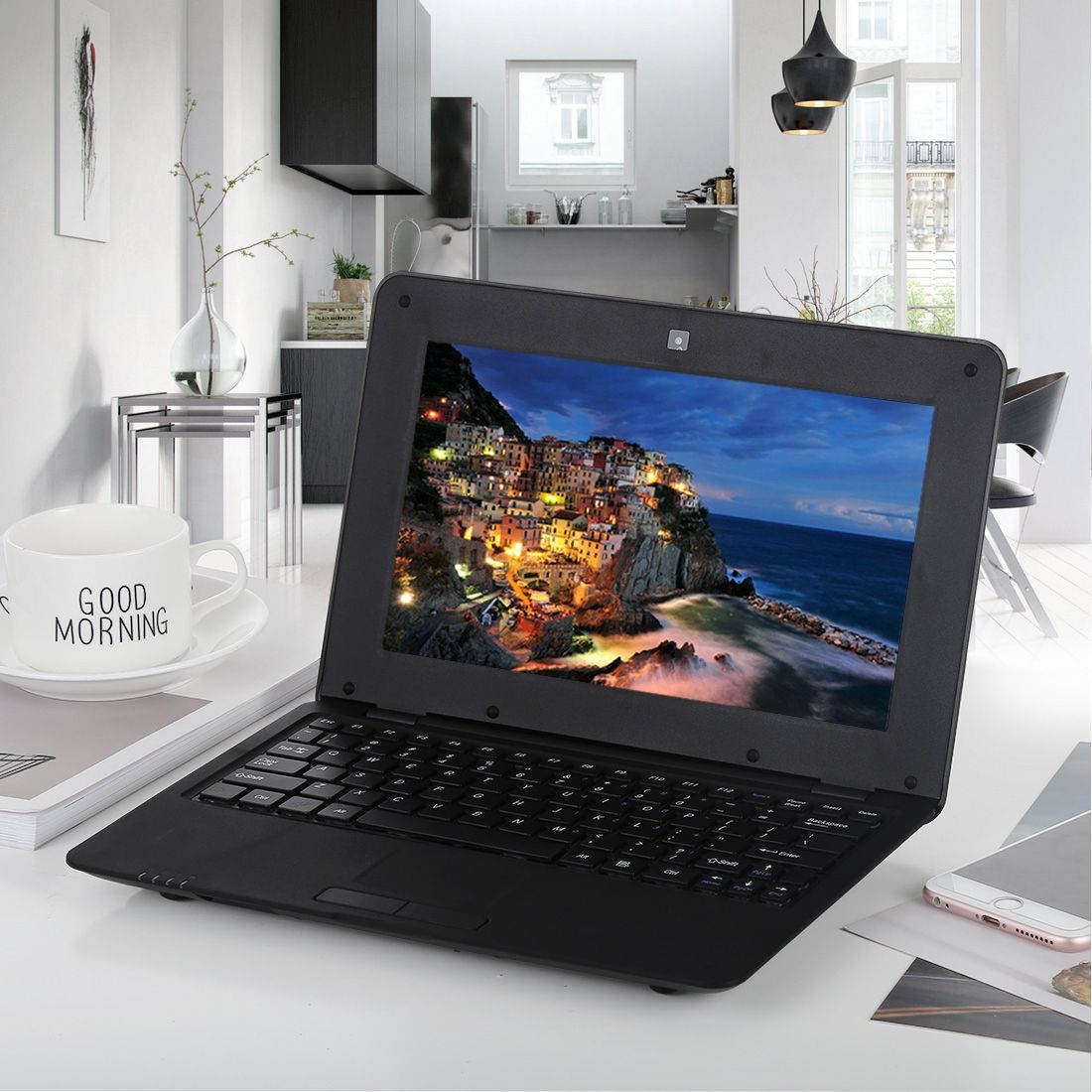 10.1 Inch Notebook PC, 1GB+8GB, Android 6.0 A33 Dual-Core ARM Cortex-A9 Up To 1.5GHz, WiFi, SD Card, U Disk(Black)