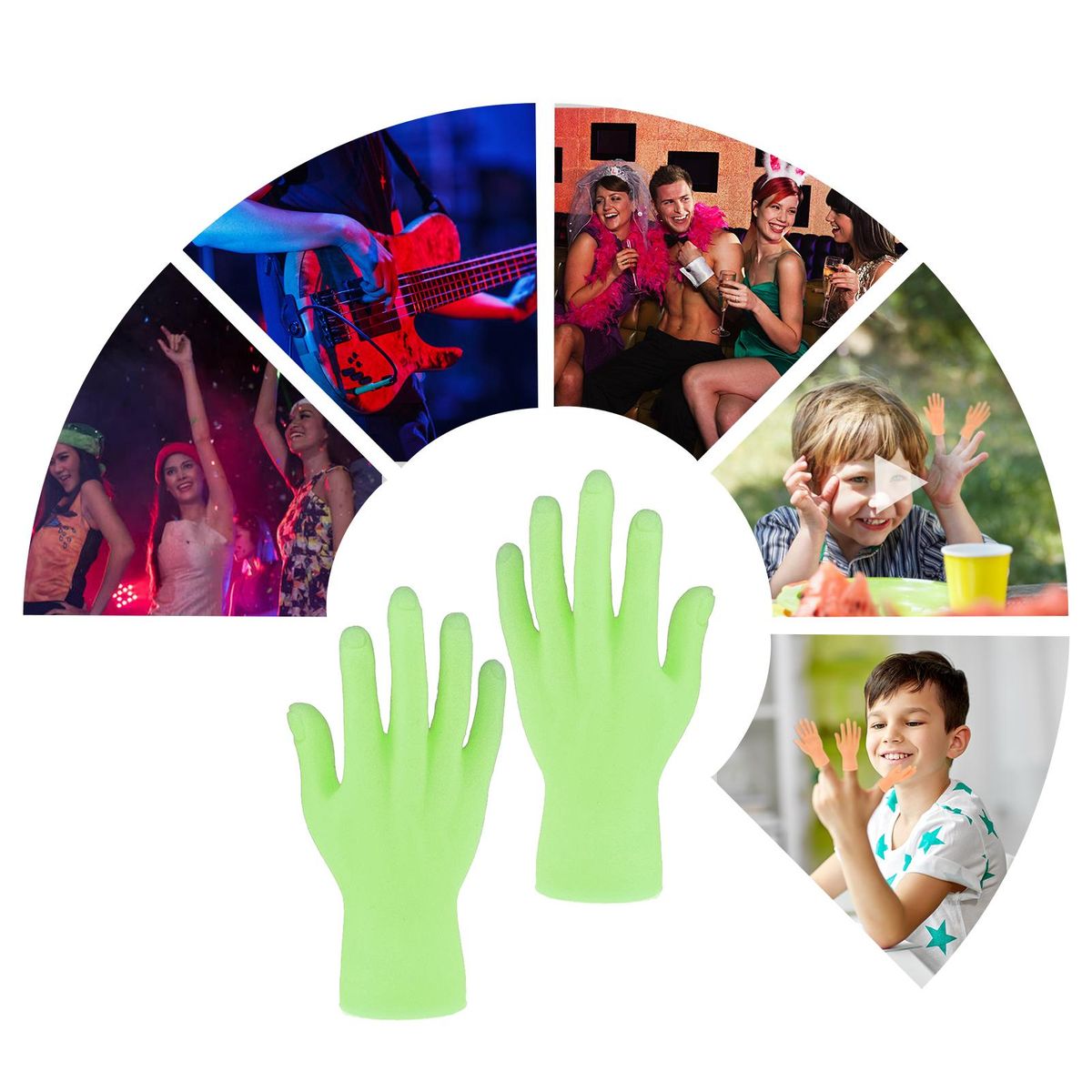 Tiny Hands Left & Right Hand Glow at Night Soft Touch PVC Plastic Hands Mini Finger Puppets Small Hands Model Toys for Parties Music Festivals Bar Nights