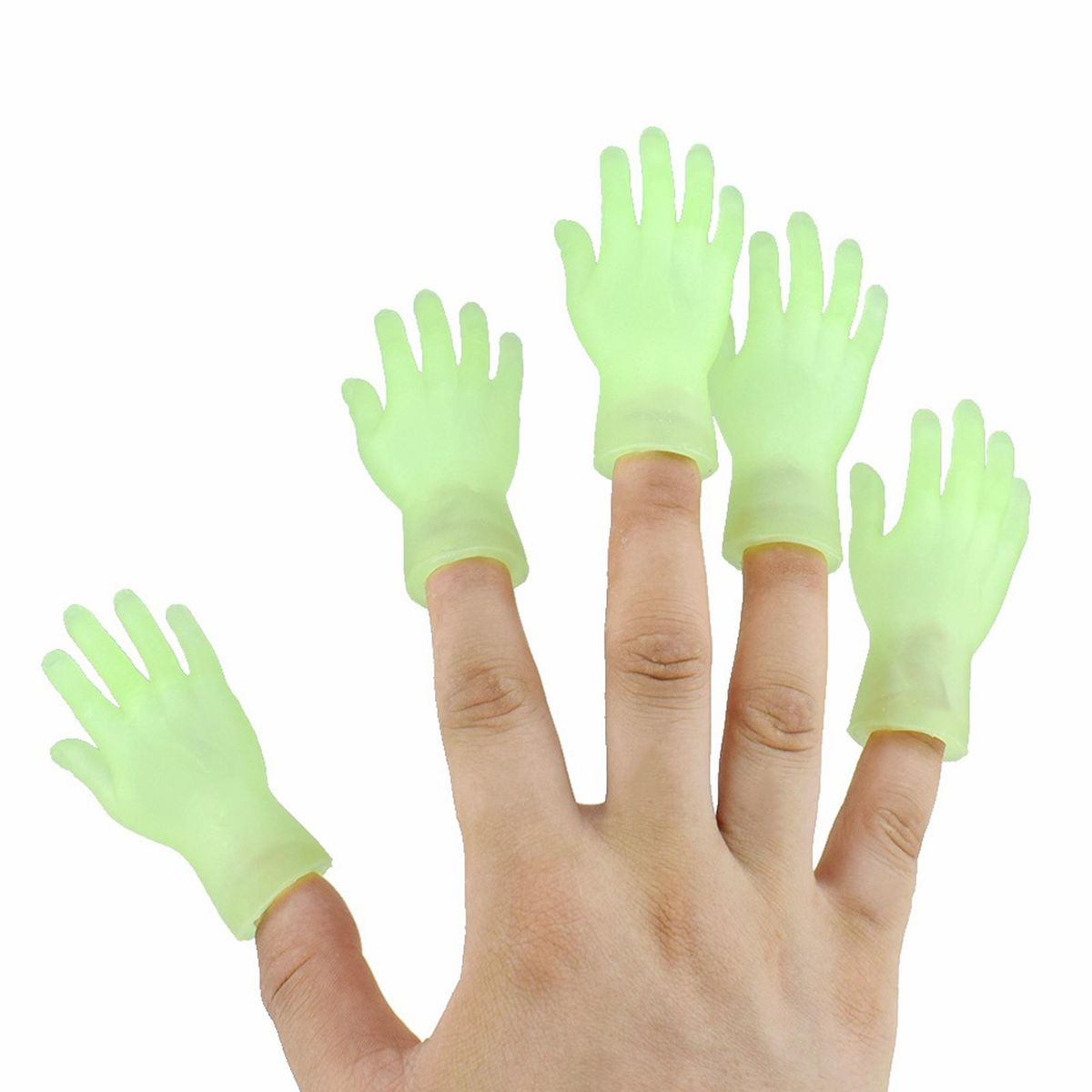 Tiny Hands Left & Right Hand Glow at Night Soft Touch PVC Plastic Hands Mini Finger Puppets Small Hands Model Toys for Parties Music Festivals Bar Nights