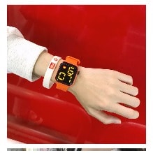 Unisex Yellow Display Digital Touch Screen Watch - Orange