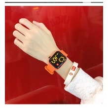 Unisex Yellow Display Digital Touch Screen Watch - Orange
