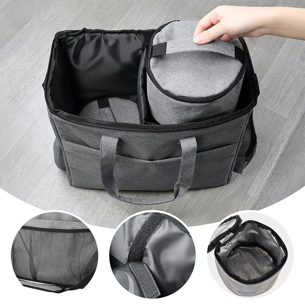 Dog Travel Bag Pet Gear Organizer Bag With 2 Food Container