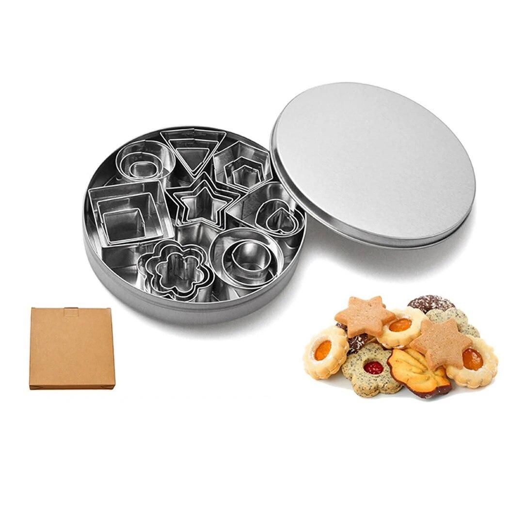 24PCS Stainless Steel Mold DIY Baking Pastry Tool Cutters Cookie Assorted Shape Cake Cookie Mold Fondant Cutting Pastry Cutters