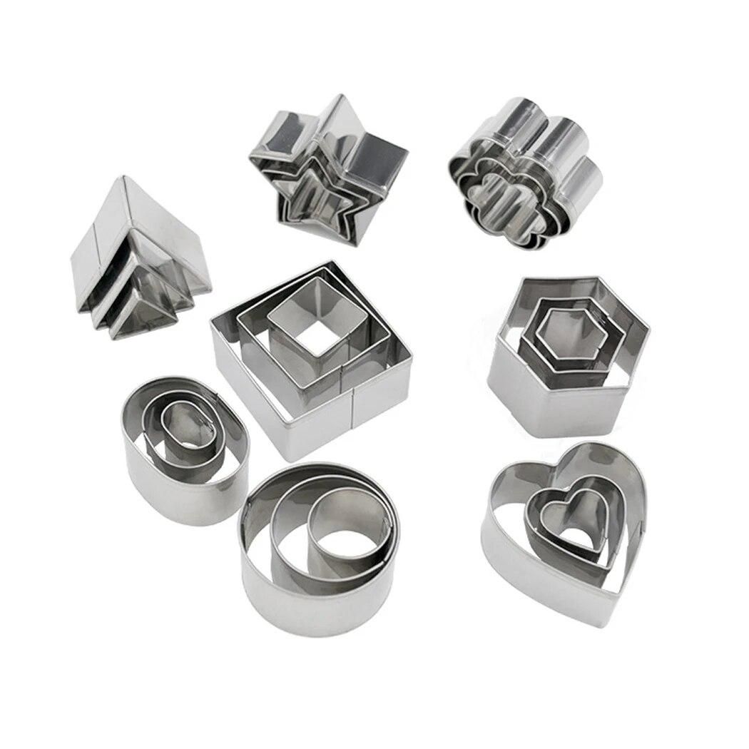 24PCS Stainless Steel Mold DIY Baking Pastry Tool Cutters Cookie Assorted Shape Cake Cookie Mold Fondant Cutting Pastry Cutters