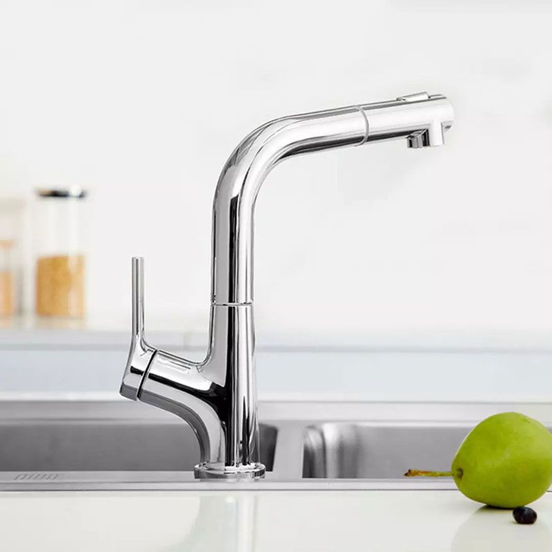 Zinc Alloy Kitchen Faucet Single Hole Pull Out Spout Kitchen Sink Faucet Mixer  And Cold Water Tool-