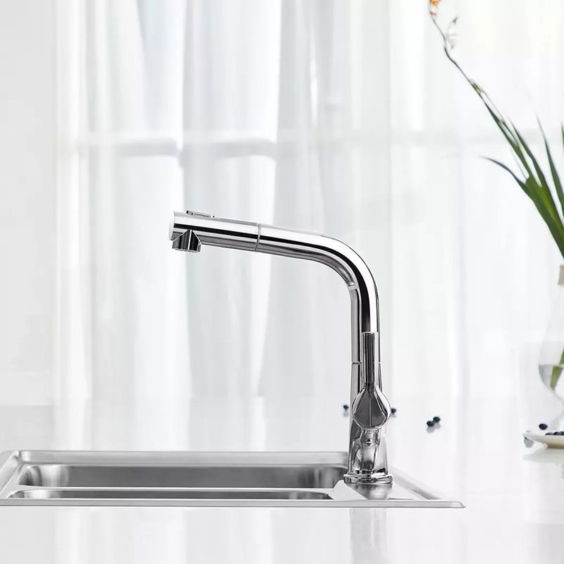 Zinc Alloy Kitchen Faucet Single Hole Pull Out Spout Kitchen Sink Faucet Mixer  And Cold Water Tool-