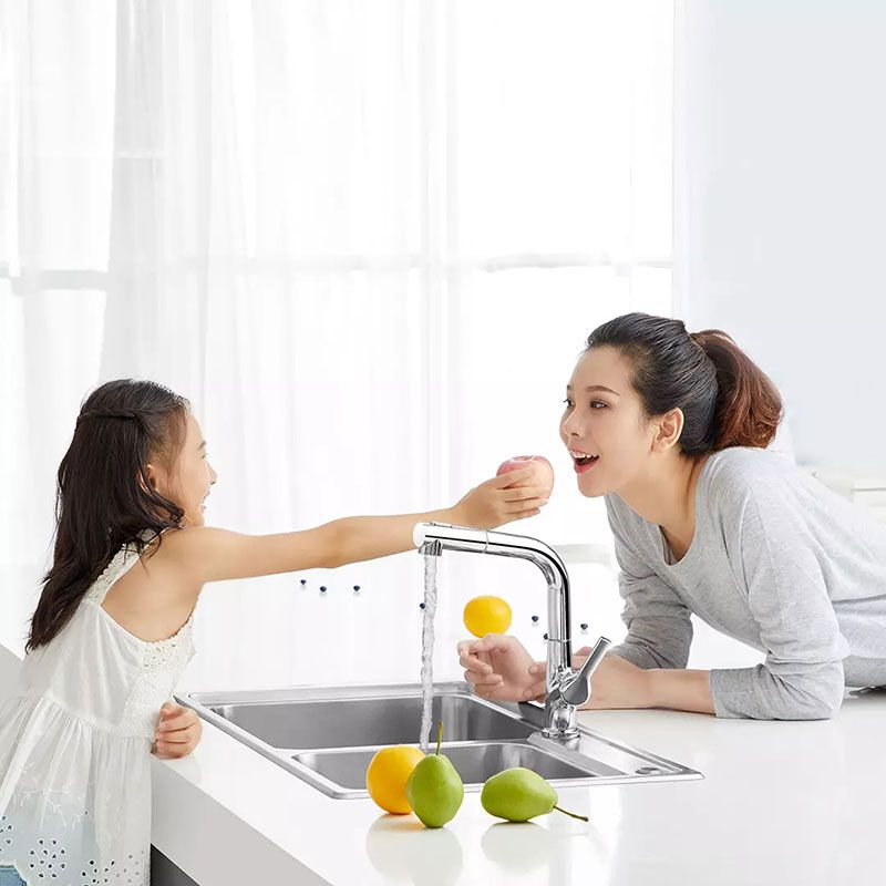 Zinc Alloy Kitchen Faucet Single Hole Pull Out Spout Kitchen Sink Faucet Mixer  And Cold Water Tool-