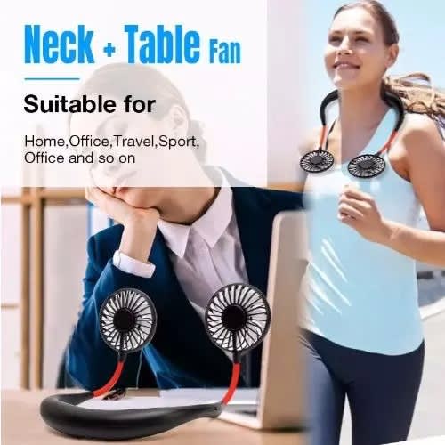 Mini Usb Portable Neck Fan With Rechargeable Battery - 2000mAh