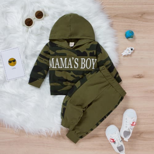 Mama's Boy Camol Set With Hood - 2 Pieces