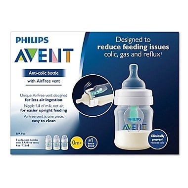 Anti-colic Baby Feeding Bottle With Airfree Vent Gift Set - 4oz - 3 Pack