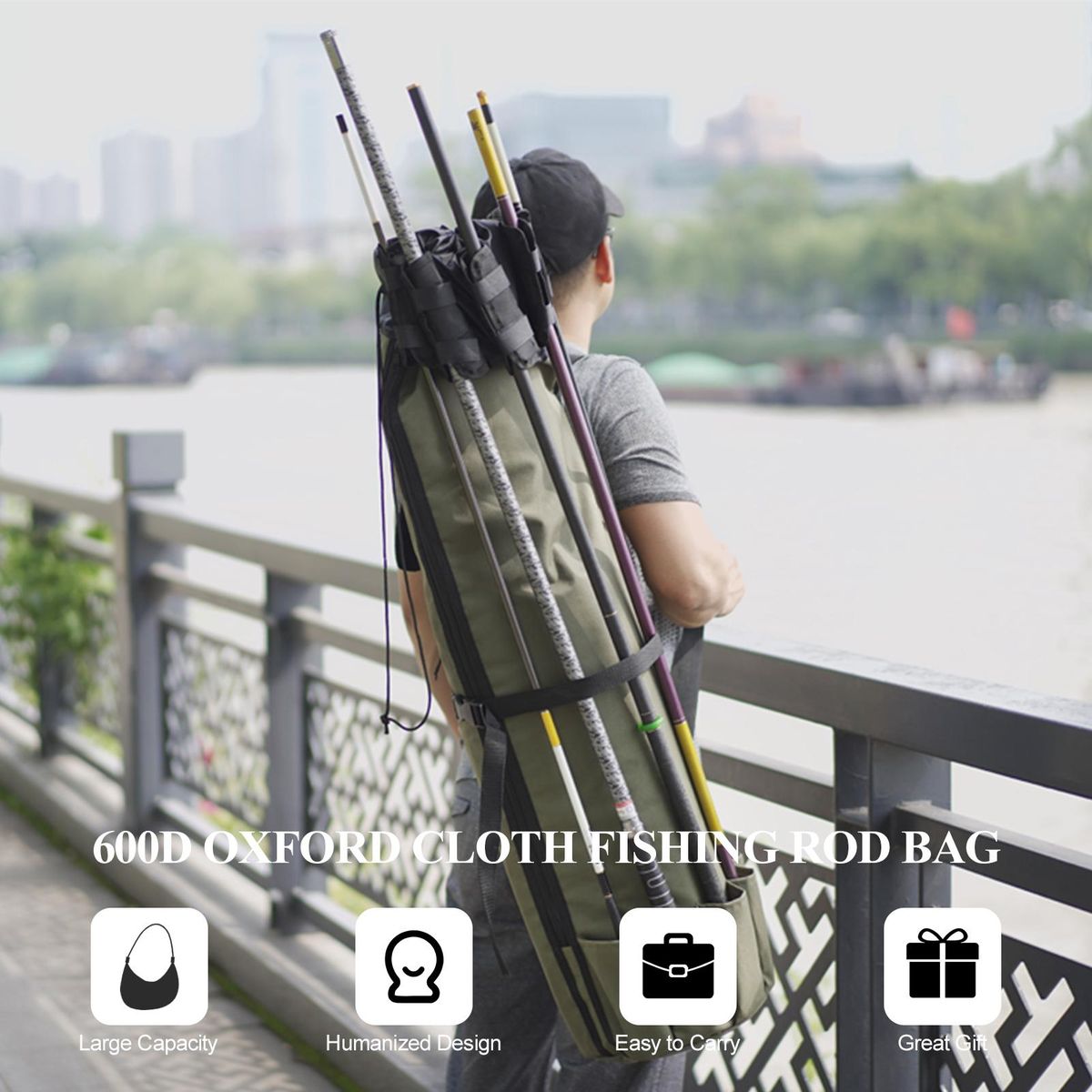Fishing Rod Tackle Bag Large Capacity Fishing Pole Storage Bags Fishing Gear Organizer Travel Carry Pole Tools Bag Portable Fishing Rod Case for Fisherman Outdoor Fishing