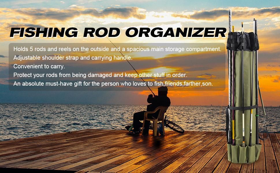 Fishing Rod Tackle Bag Large Capacity Fishing Pole Storage Bags Fishing Gear Organizer Travel Carry Pole Tools Bag Portable Fishing Rod Case for Fisherman Outdoor Fishing