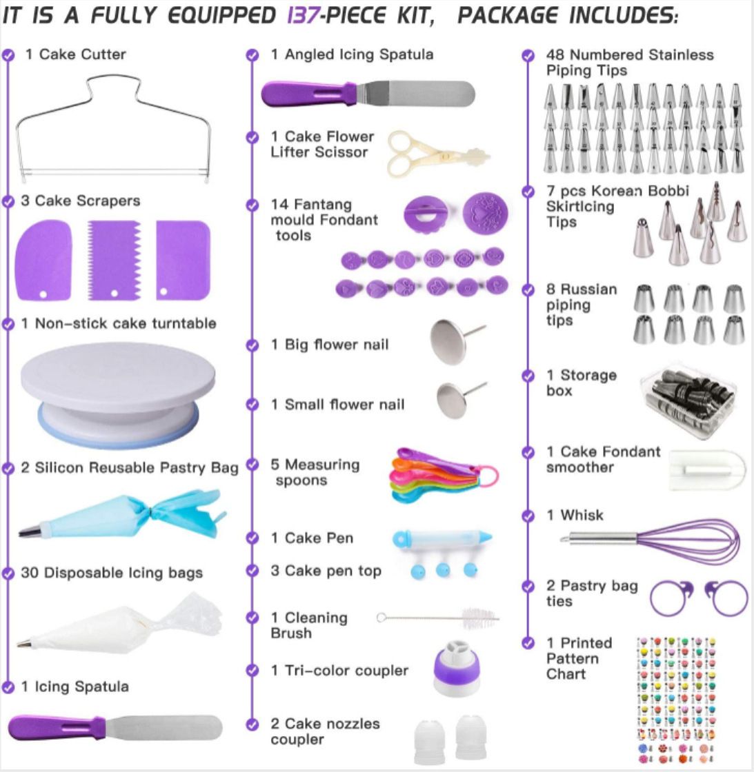 137PCS/Set Cake Turntable And Accessories DIY Set