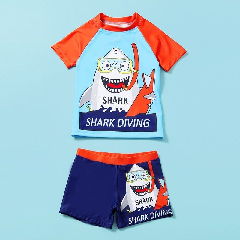 2 In 1 Baby Boys Split Swimsuit Suit (Color:Blue Size:120)