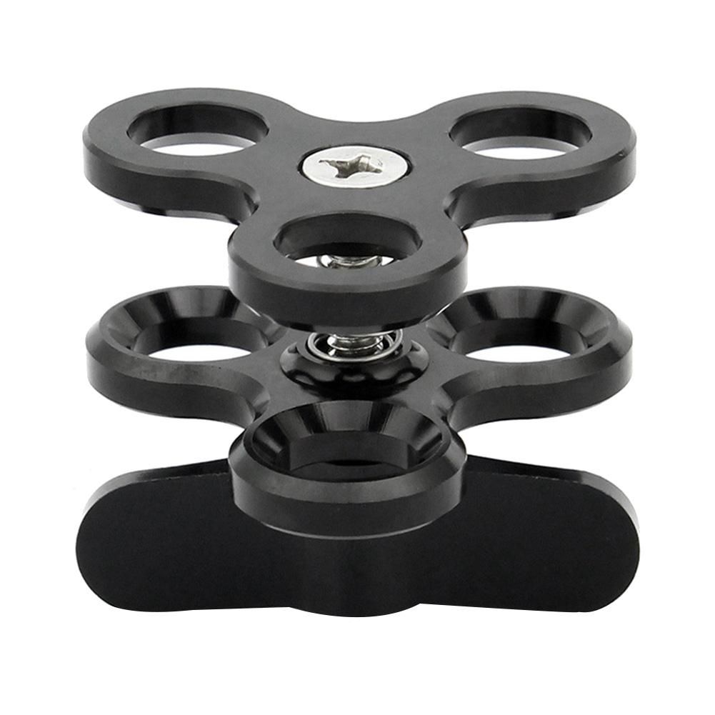Ball Clamp 3 Holes Diving Lights Arm Ball Butterfly Clip Mount Bracket for Action Camera Flashlight Tripod Black