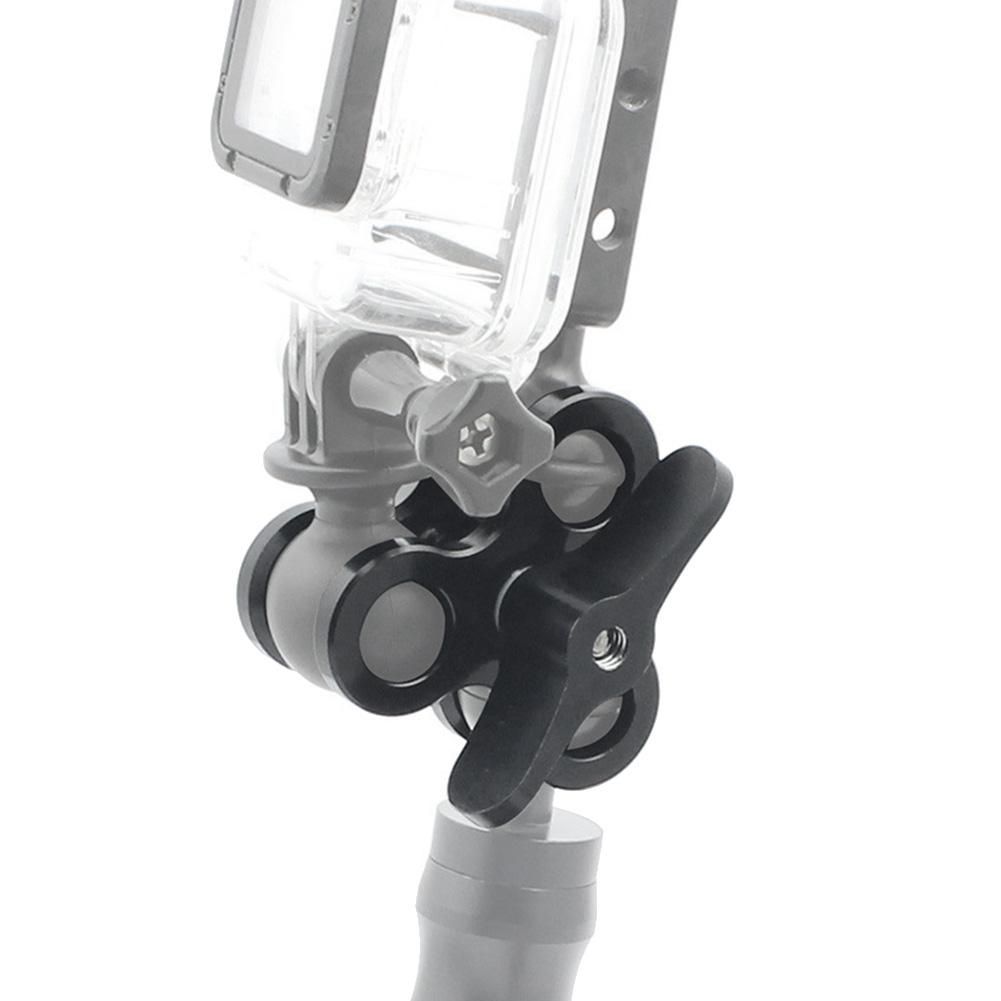 Ball Clamp 3 Holes Diving Lights Arm Ball Butterfly Clip Mount Bracket for Action Camera Flashlight Tripod Black