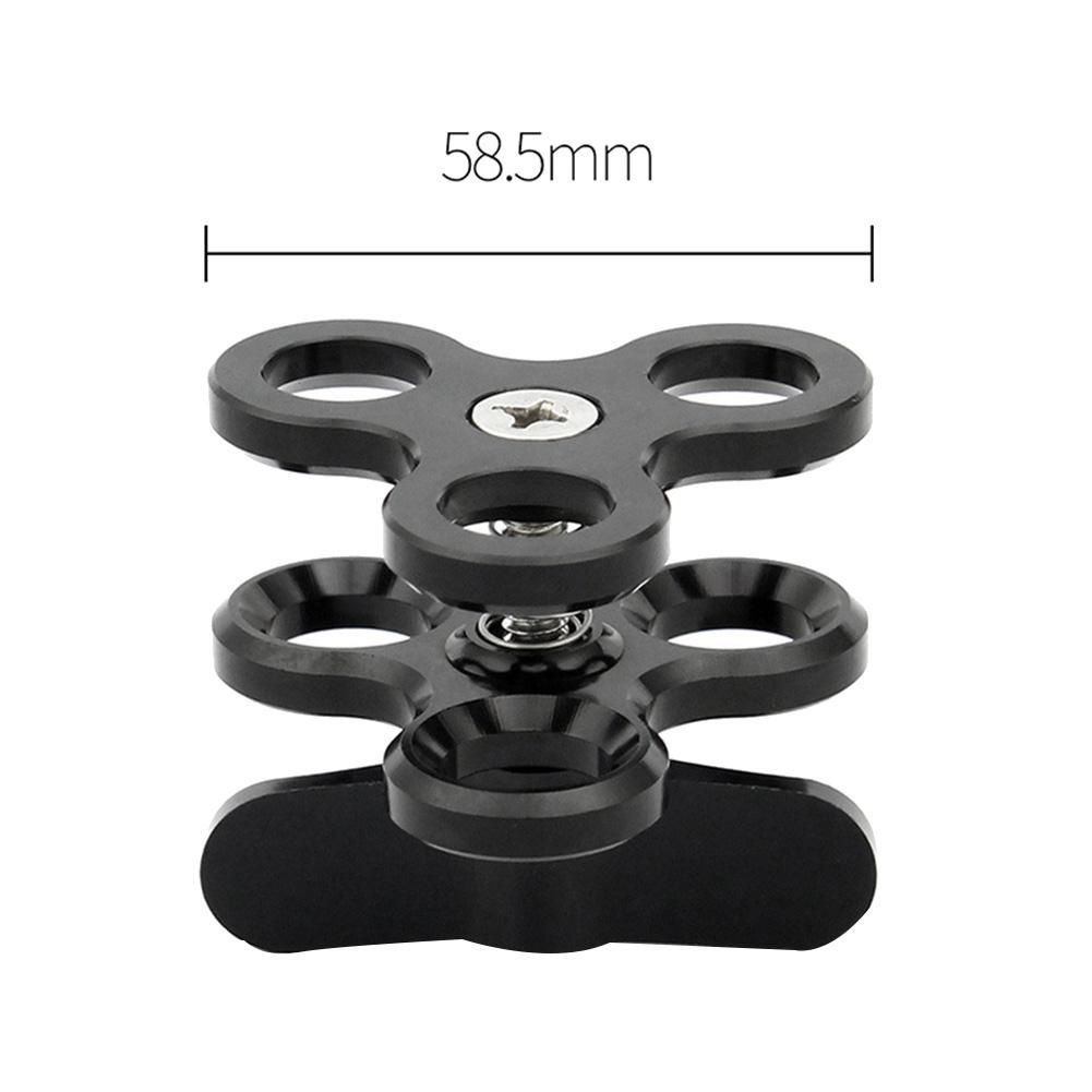 Ball Clamp 3 Holes Diving Lights Arm Ball Butterfly Clip Mount Bracket for Action Camera Flashlight Tripod Black